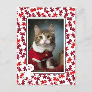 Pet Cat Christmas Personal Photo Gingerbread Man Holiday Postcard