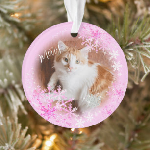 Pet Cat Christmas Pink Ornament