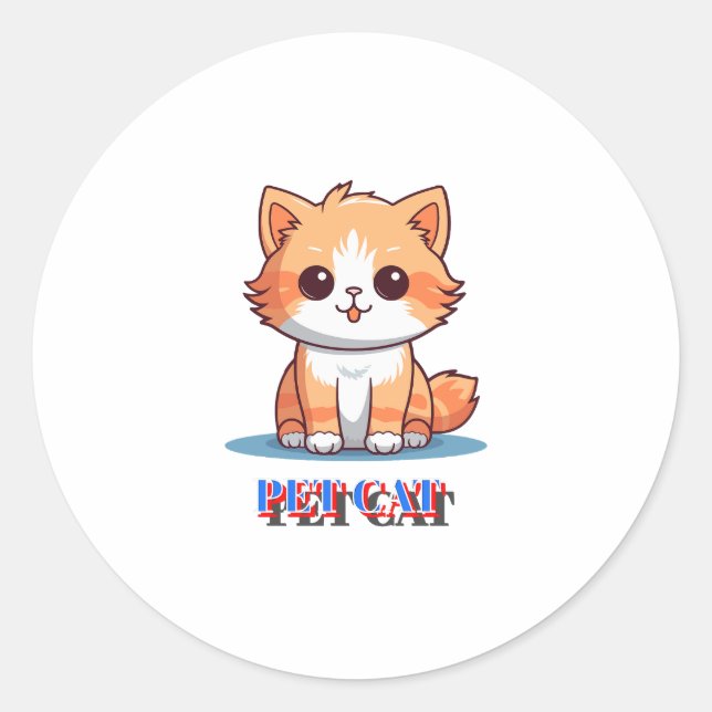 Pet Cat Classic Round Sticker (Front)