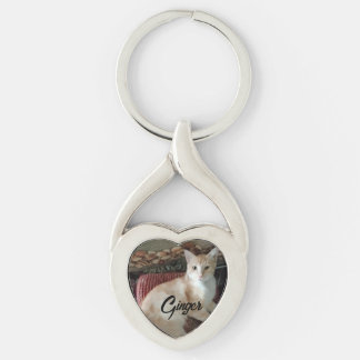 Pet Cat Custom Photo with Customisable Name  Key Ring