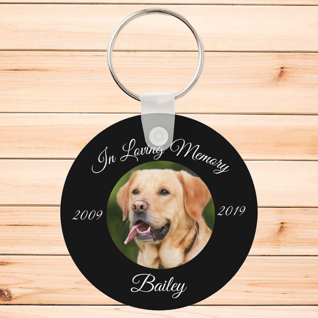 Pet Cat Dog Custom Black Photo Memorial Key Ring (Creator Uploaded)