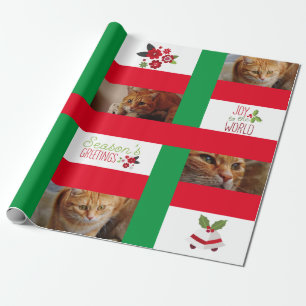 Pet Cat Dog Photo Personalise Christmas Holiday Wrapping Paper