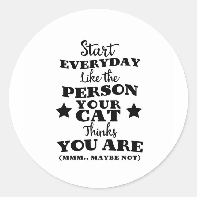 Pet Cat Funny Quote Classic Round Sticker (Front)