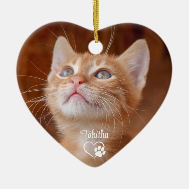 Pet Cat Kitten Photo Ceramic Tree Decoration (Front)