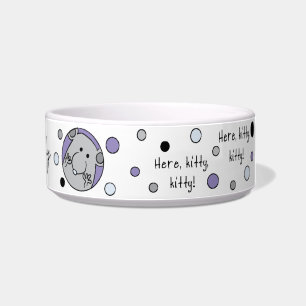 Pet CAT Medium Blue Pet Bowl "Here,Kitty,Kitty!"