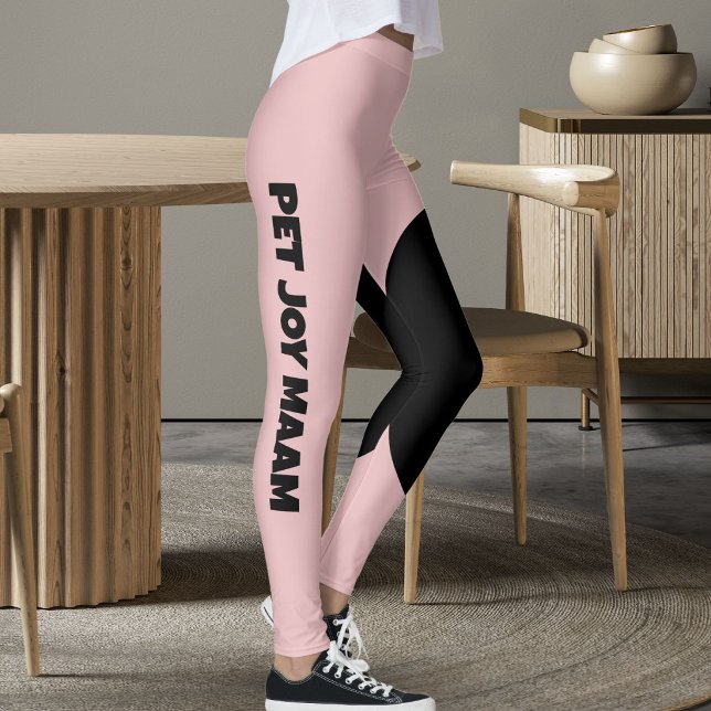 Pet Cat Mum Name Dusty Rose Black Customised Text Leggings (Creator Uploaded)