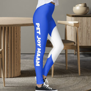 Pet Cat Mum Name Electric Sapphire Blue Custom Fun Leggings
