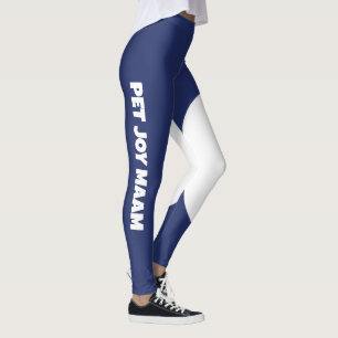 Pet Cat Mum Name Navy Blue White Customised Text Leggings