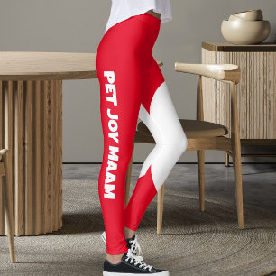 Pet Cat Mum Name Victory Red White Customised Text Leggings