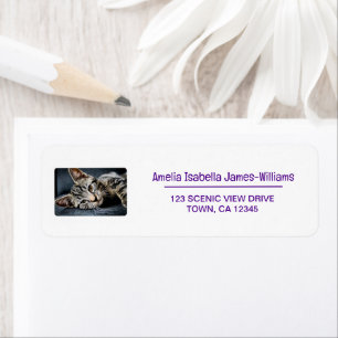 Pet Cat Photo Elegant Modern Return Address Label