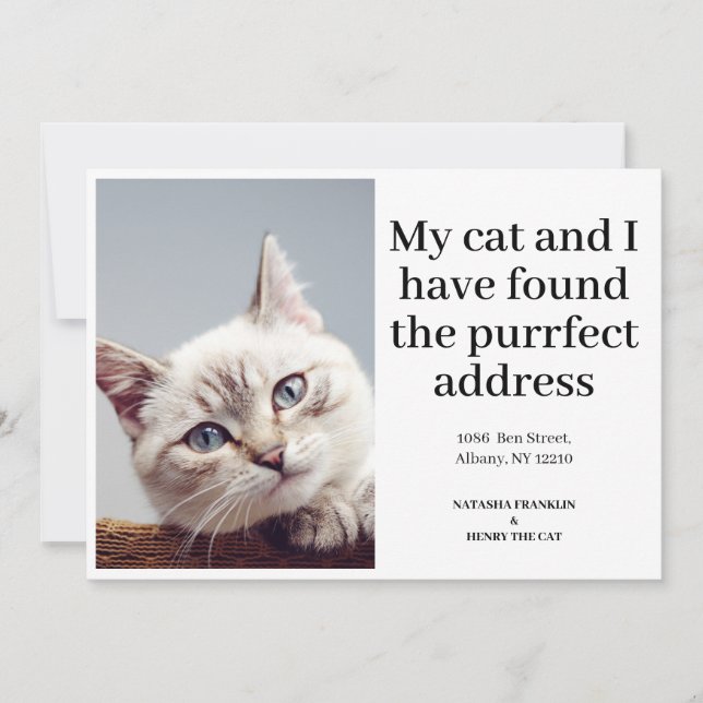 Pet Cat Photo New Address We've Moved Announcement (Front)