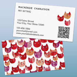 Pet Cat Sitter Fun QR Code Business Card