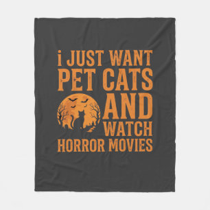 Pet Cats Horror Movies Halloween Design_1 Fleece Blanket
