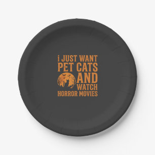 Pet Cats Horror Movies Halloween Design_1 Paper Plate