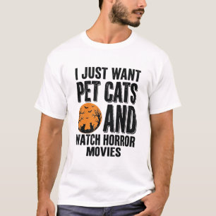 Pet Cats Horror Movies Vintage Halloween Shirt Des