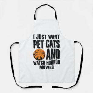 Pet Cats Horror Movies Vintage Halloween Shirt Des Apron