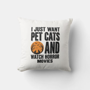 Pet Cats Horror Movies Vintage Halloween Shirt Des Cushion