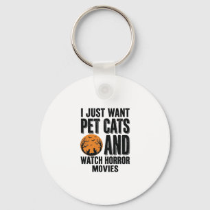 Pet Cats Horror Movies Vintage Halloween Shirt Des Key Ring