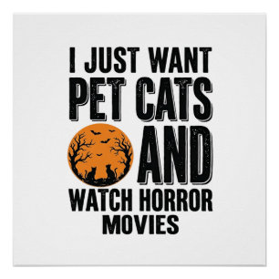 Pet Cats Horror Movies Vintage Halloween Shirt Des Poster
