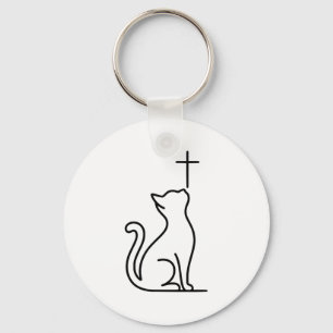 Pet Cats Love Jesus Be Happy Savior Key Ring