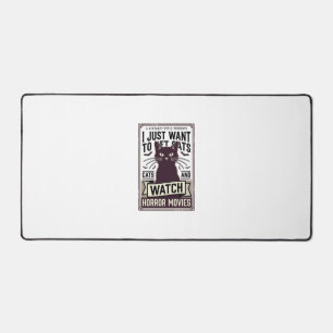 Pet Cats Watch Horror Movies Vintage Cat Design_1 Desk Mat