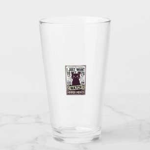 Pet Cats Watch Horror Movies Vintage Cat Design_1 Glass