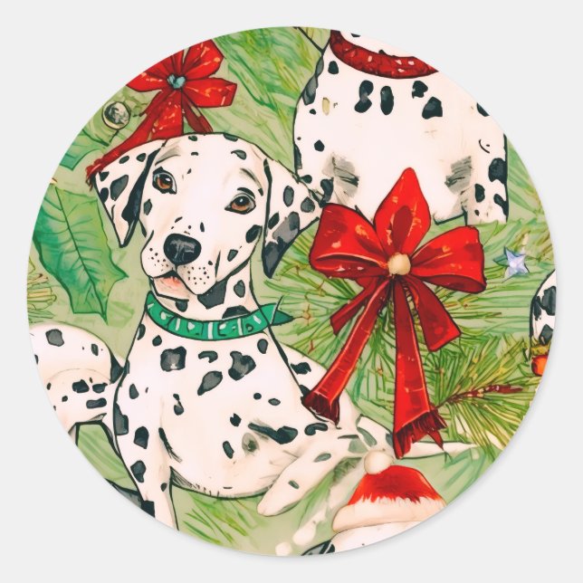 Pet christmas  classic round sticker (Front)
