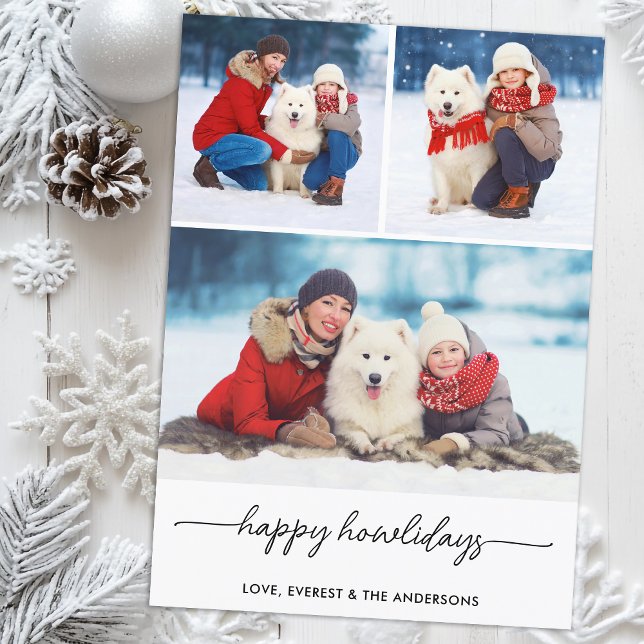 Pet Christmas Happy Howlidays Dog Photo Collage  Holiday Card (Creator Uploaded)