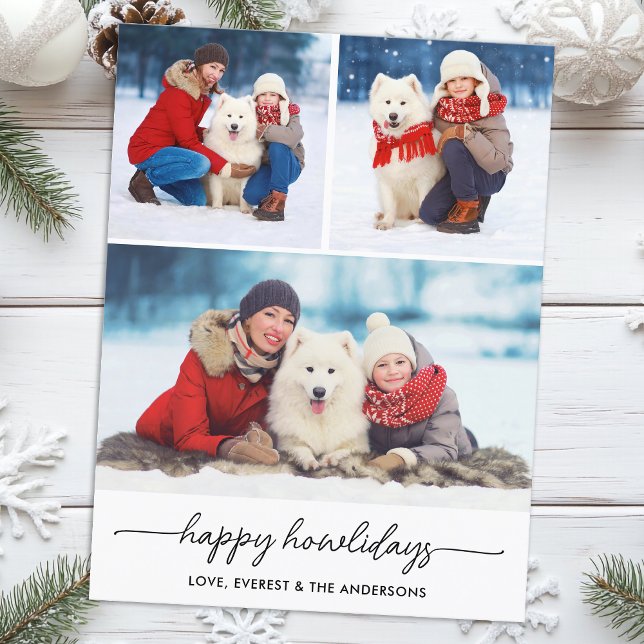 Pet Christmas Happy Howlidays Dog Photo Collage  Holiday Postcard (Creator Uploaded)
