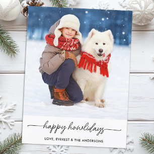 Pet Christmas Happy Howlidays Modern Dog Photo Holiday Postcard