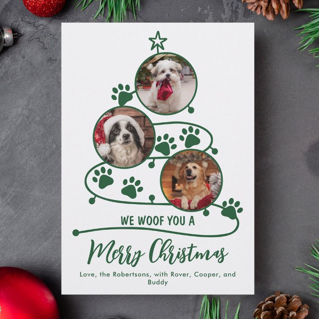 Pet Christmas Paw Prints Dog Photos  Holiday Card (Creator Uploaded)