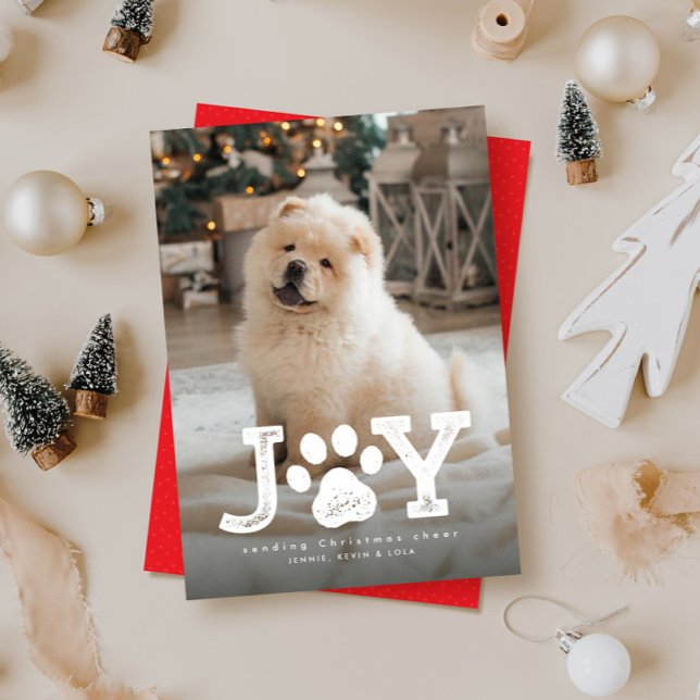 Pet Christmas photo cute simple joy Holiday Card (Creator Uploaded)