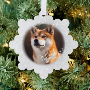 Pet Christmas Silver Ornament Card