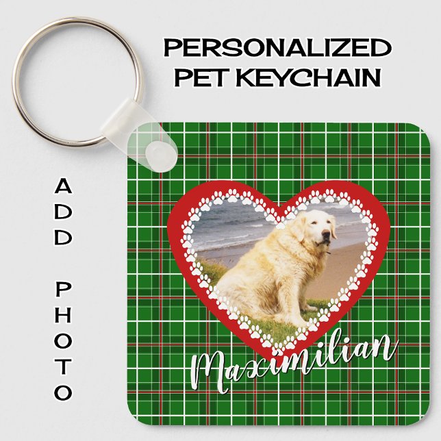 Pet christmas your photo red green key ring (Creator Uploaded)