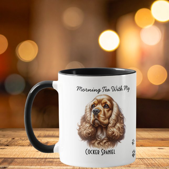 Pet Cocker Spaniel Paws Brown Personalise Mug (Personalize this fun Cocker Spaniel Mug, add your pets photo and name in the center of mug)