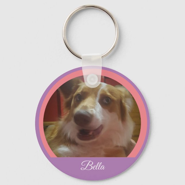 Pet Custom Photo and Name Keychain (Front)