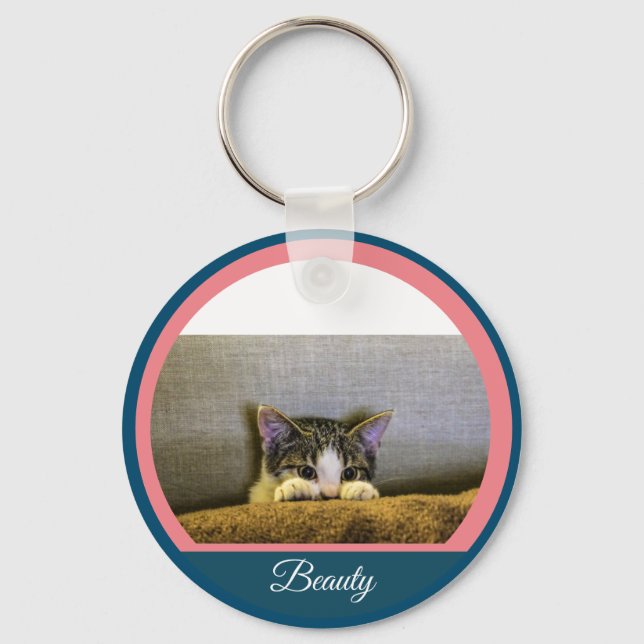 Pet Custom Photo and Name Keychain (Front)