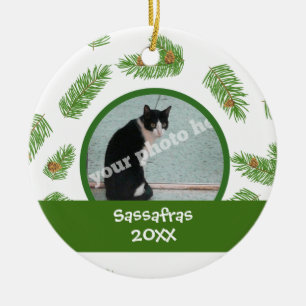 Pet Custom Photo Personalised Christmas Pine Tree Ceramic Tree Decoration