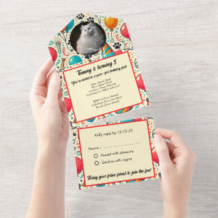 Pet Customisable Photo Birthday All In One Invitation
