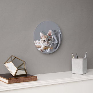 Pet Cute Cat Round Clock