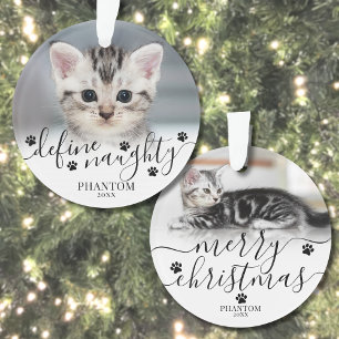 Pet Define Naughty Cat Photo Christmas Ornament