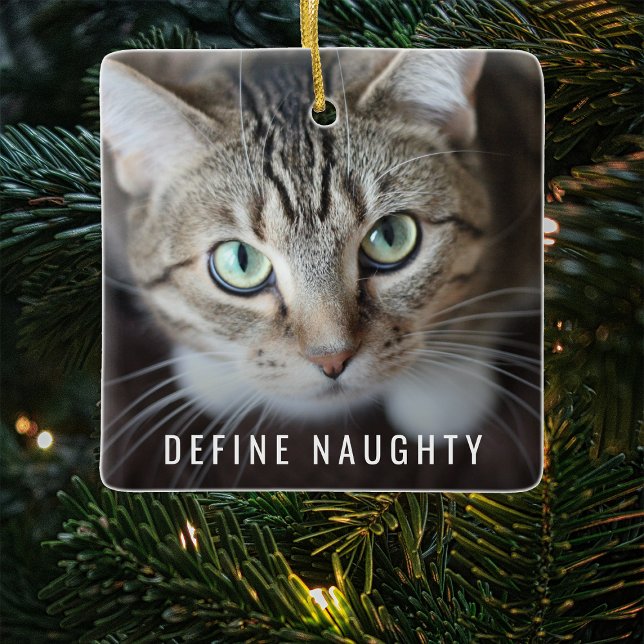 Pet Define Naughty | Photo Christmas Tree Ceramic Ornament (Creator Uploaded)