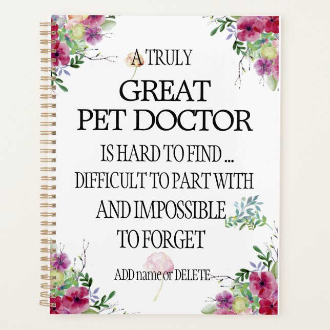 Pet doctor veterinarian Thank you Appreciation Planner (Front)