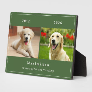 Pet Dog 2-Photo Custom Name Memorial Plaque