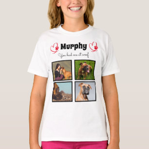 Pet dog 4 photo collage customise tshirt for girls