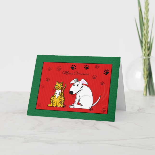 Pet Dog and Cat Christmas Card (Front)
