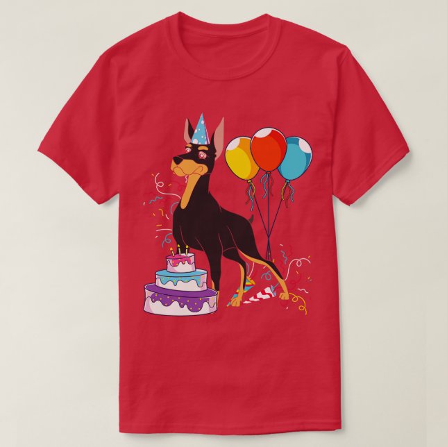 Pet Dog Birthday Party Dog Lover Dog Breed Doberma T-Shirt (Design Front)
