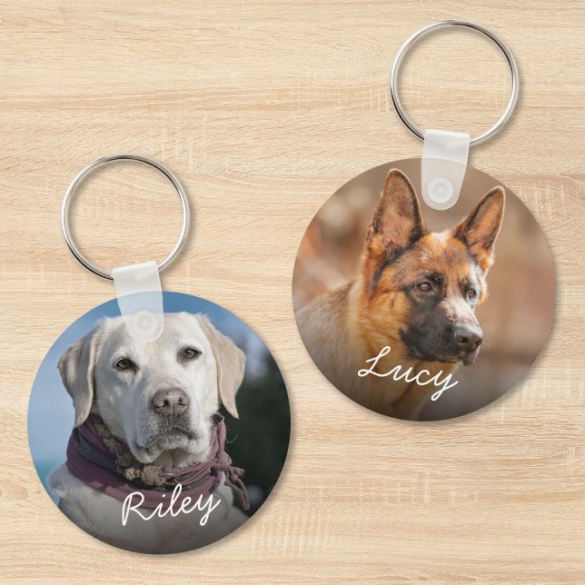 Pet Dog Cat 2 Photo Double-Sided Key Ring (Pet Dog Cat 2 Photo Double-Sided Keychain)