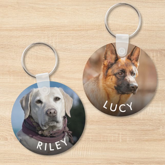 Pet Dog Cat 2 Photo Double-Sided Key Ring (Pet Dog Cat 2 Photo Double-Sided Keychain)
