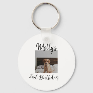 Pet dog cat animal birthday photo modern simple key ring